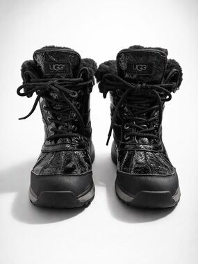 UGG Black Lace-Up Insulated Winter Boots